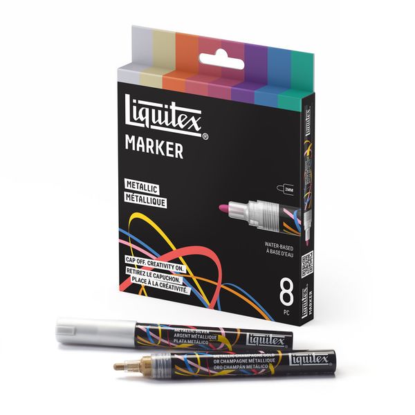 LIQUITEX MARKER SET 8X2MM METALLIC