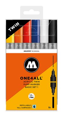 Acrylic marker One4All Acrylic Twin Wallet Basic-Set 1, 6 pieces