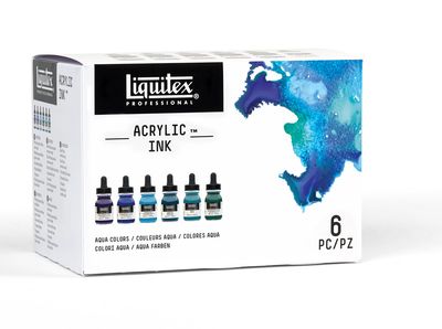 AQUA COLORS SETT 6X30ML LQX PRO ACRYLIC INK