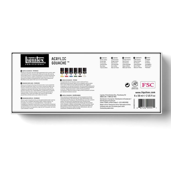 Hovedbilde LIQUITEX PRO ACRYLIC GOUACHE 6X59ML SET PRIMARIES